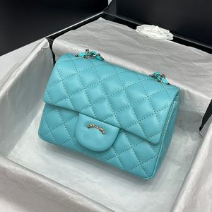 Flip Drei Größen Damen Umhängetasche Himmelblaues Leder Diamantgitter Luxushandtasche Verstellbare Kette Umhängetasche Designertasche Vintage Geldbörse Kartenhalter Clutch