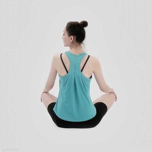 Women Sexy Open Back Sport Solid Yoga Shirts Tie Workout Racerback Tank Tops Fitness Shirt IOBF