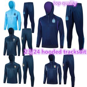 2023 2024 Argentina Hooded Soccer Adult Tracksuits Set Brasilien Italien Tracksuit Set 23 24 Mbappe Men Football Kit Chandal Futbol Survetement Training Suit Soccer Soccer