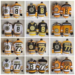 Retro Boston Shotback Bruins Hockey 8 Cam Neely Jersey 77 Ray Bourque CCM 75 rocznica Vintage Classic Team Color Black White Yellow Brea 91 5500