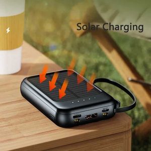 Cell Phone Power Banks 30000 Mah Solar Power Bank Thin Light Comes With Four-wire External Battery Portable Daily Power Bank For SamsungL240121