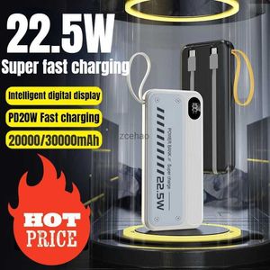 Cep Telefonu Güç Bankaları Power Bank 20000mAh 30000mAH 22.5W PD Hızlı Şarj Powerbank Taşınabilir Pil Şarj Cihazı 14 13 12 Pro Max