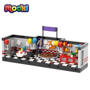 Bloklar Mooxi Korku Oyunu Seti 742pcs MOC Tuğla Şehir Yemek Odası Bar Sahneleri Aksiyon Şekil Diy Yapı Blokları Çocuklar İçin Oyuncaklar Hediye 240120