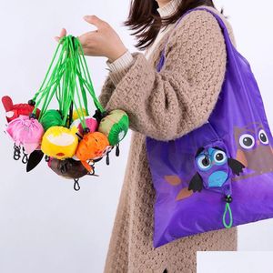 Förvaringsväskor Eco Friendly Foldble Shop Bag Cartoon Reusable Shoder Women Portable Livsmedelsvaror Hem Organisatör Drop Delivery Garde DHSFY