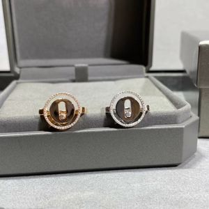 Luksusowy okrągły designerski pierścionek dla kobiet przesuwane diamenty 18k Rose Gold Geometryczne Diamond Srebrny Srebrny Osobowość Walentynkowe Prezent z pudełkiem