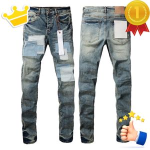 Męskie Jean Purple Jeans Designer Ksubi Risped High Street Brand Patch Hole Denim prosta moda streetwear Silm Wear