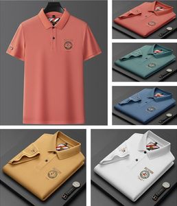 High end ice silk comfortable and breathable T-shirt Men short sleeve summer fashion letter brand embroidered casual polo shirt