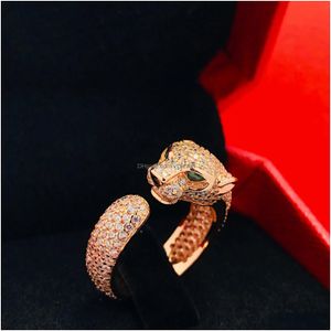 Pierścienie zespołowe projektant Love Ring Diamond Pave Wedding Sier Women/Men Luksusowa biżuteria Tytanium Stal 2024 Zaangażowanie mody na Drop Deli Dhdvc