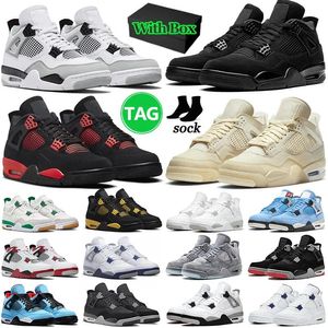 Homens Basquete Jumpman 4 Sapatos Militares 4s Gato Preto Canvas Fogo Vermelho Trovão Branco Oreo Hyper Royal Womens Treinadores Esportes Tênis Tênis 36-50