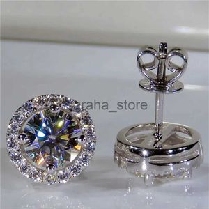 Stud Classic Four Claw Round Stone Earrmulticolor Crystal Rainbow Zircon Studs dla kobiet prosta modna biżuteria zaręczynowa J240120