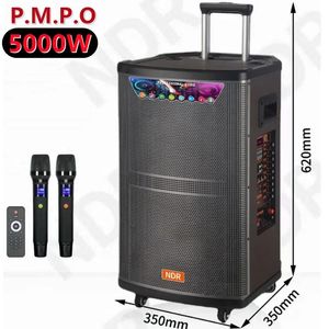 Speakers 5000W Peak Big Power Wood Trolley Box Super Power Supply Outdoor Bluetooth Speaker Wireless Mic Karaoke Sound Stereo Subwoofer