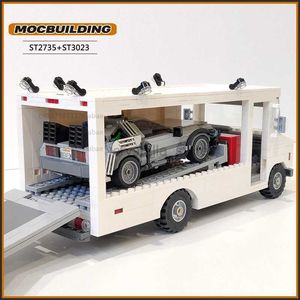 Blocos MOC Building Blocks Doc Brown Valor Van Speed City Racing Time Machine Car Tecnologia Tijolos Modelo Brinquedos Crianças Presentes de Natal 240120