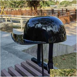 Kaski motocyklowe kaski retro czarna adt otwarta twarz Pół Moto Vintage FL Baseball Cap Akcesoria kaczki motocyklowe dostawa OTAGP