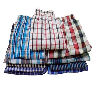 5 pçslote 6xl calcinha masculina xadrez boxer shorts masculino algodão roupa interior homem em massa boxers tecidos para homens moda 240117