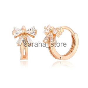 Stud söt bowknot zircon cz liten huggie hoop örhängen för kvinnor flickor baby barn barn mässing guld färg anti-allergiska smycken arets j240120