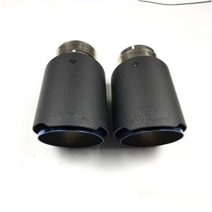 排気パイプ2 PCS Akrapovic Matte Carbon End Pipes Car Single Muffler Tips for Benz VW Blue Drop Dervirical Automobiles Motorcycles auto2y