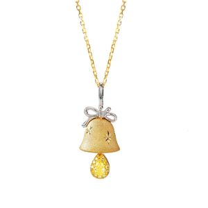 New Fashion Solid Gold Real Yellow Diamond Bells Necklace For Christmas Gift Custom Jewelry