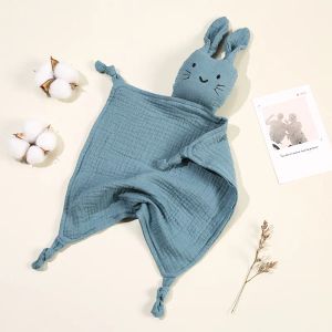 Baby Cotton Muslin Comforter filt mjuk nyfödda sovdockor söta katt barn sömn leksak lugna tilltal handduk haklappar saliv handduk bj