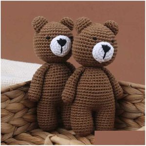 Other Arts And Crafts Handmade Cloghet Sleep Bear Stuffed Animal Knit Soft Toy Sweet Gift For Boys Girls Present Birthday 5 Inch Drop Dhkqd