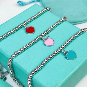 Designer Peach heart enamel bracelet luxury bracelets letter love charm bracelet women bracelet fashion trend S925 sterling silver classic jewelry Couple jewelry