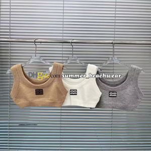 Designer Knit Tank Tops Sexy Halter Knit Bra Crew Neck Sleeveless Knit Top Sleeveless Knits Tees Short Tops