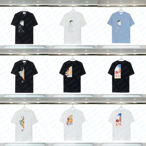 Летняя рубашка Casablanc Дизайнерская футболка Плюс Размер Мужские рубашки поло Классический узор Печать Украшение Мода Повседневная футболка с коротким рукавом с круглым вырезом Casa Blanca