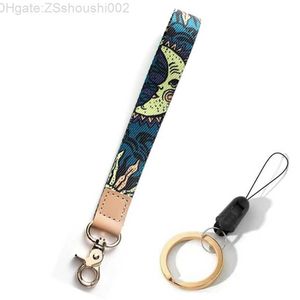 Off Keychain Hanging Rope Triangle Printing Pattern Broadband Clip Key Chain Mobile Phone Lanyard Wrist Strap Anti-lost Shoulder Band 37KL