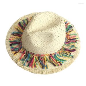 Breite Krempe Hüte Cinco De Mayo Strohhut Mexikaner Starw Sombrero Strand mit bunten Quasten Fedoras Jazzs Dropship