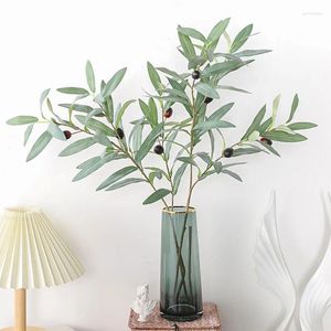 Kwiaty dekoracyjne sztuczne zielone liście oliwne gałąź symulacja rośliny owocowe