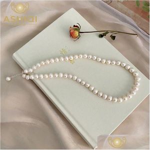 Chokers Ashiqi Natural Freshwater Pearl Colar 925 Sterling Sier Jóias para Mulheres Presente 240104 Gota Entrega Jóias Colares Penda Dhh0L