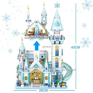 Blöcke 1415PCS Freunde Prinzessin Luxus Eis Schlösser 3 Stile Haus Filme Winter Schnee Pferd Figuren Blöcke Set Spielzeug für Mädchen DIY Geschenk