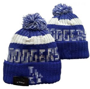 Dodgers beanie stickade los angeles hattar idrottslag baseball fotboll basket mössor mössor kvinnor män pom mode vinter topp kepsar sport stickade hattar a4