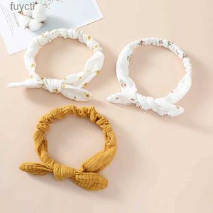 Party Hats Pure Cotton Cloth Rabbit Ear Hair Band för flickor Knutade breda brimta pannband Baby Bow Children's Hair Band YQ240120