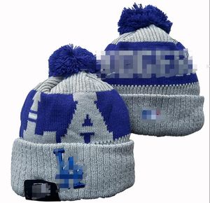 Dodgers beanie stickade los angeles hattar idrottslag baseball fotboll basket mössor mössor kvinnor män pom mode vinter topp kepsar sport stickade hattar a8