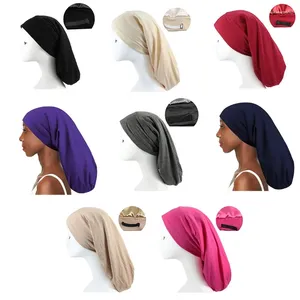 Berretti in cotone a tesa larga regolabile Fodera per tutto-fiammifero Cura dello styling dei capelli Berretto da notte Cappello turbante a coda lunga Avvolgi il sonno