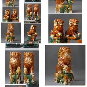 Chinese Style Products Large Size Tri-Coloured Glazed Y Of The Tang Dynasty Foo Dog Fengshui Statue Drop Delivery Home Garden Arts Cr Dhmcc