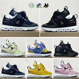 2023 Cloud Play Kids Running Shoes Designer On Classics Black Midnight Blue Mustard Yellow Plante Green Marshmallow Pink Mint Green Babys Outdor Sneakers 22-35