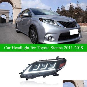 Sienna Headlight 2011の昼間のランニングカーヘッドライト - ダイナミックターンシグナルデュアルビームレンズランプドロップ配信自動車Motorc otvhr