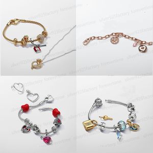 Nova moda 925 prata designer charme pulseiras para mulheres presente diy caber pandora pulseira brincos colar conjunto ano chinês do dragão jóias com caixa atacado