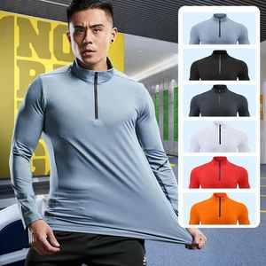 Herr t-shirts Gym Elasticitet Sweatshirt Fitness Trainer Compression Sport T-shirt för att köra träning Bodybuilding LongSleeves Tops Plus Size J240120