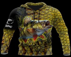 Men039s Hoodies Sweatshirts Brand Hoodie Yellow Perch Fishing On Skin 3D Printed Mens Zip Up Harajuku Streetwear Unisex Casua4751526