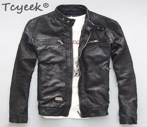 100 Men s Genuine Leather Jacket Men Real Sheep Goat Black Brown Male Bomber Motorcycle Jackets Spring Autumn Mens Clothes 2208135608731