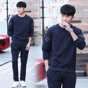 Men's Tracksuits Spring Autumn Men Tracksuit Korean Embroidery Two-piece Set Plus Size Top Pants Suit Fashion Sweatshirts Brand Clothes