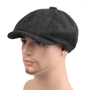 Berets Hat Mens Cap Sboy Flat BlackHerringbone Boy Baseball Caps Visor Homens Futebol