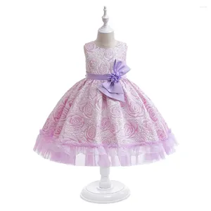 Vestidos da menina princesa roxo pageant vestido curto formal vestido de baile para meninas 3-10 y trajes de festa crianças roupas