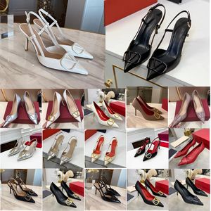 العلامات التجارية Slingbacks عالية الكعب المتسكعون صندل الباليه أحذية الجلود الأحذية الخنشة عارية أسود أحمر المضخات