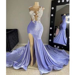 Aso Ebi Hellhimmelblau Arabisch Dubai Ärmel Meerjungfrau Ballkleider 2024 3D-Blumenspitze Abendkleid Kirche Zug YD 328 328