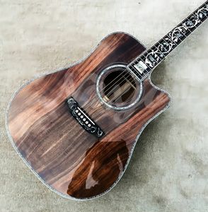 Schneiden Sie alle Koa-Akustikgitarren ab. Echtes Abalone-Set mit Ebenholzgriffbrett 41 D-Gitarren