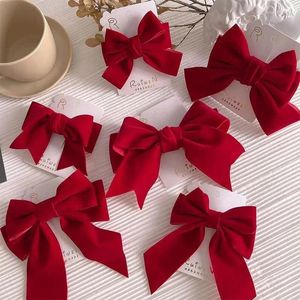 Hårtillbehör Bow Hairpin Christmas Party Clips Satin Velvet stor bowknot för kvinnor eleganta prinsessa damer Barrettes