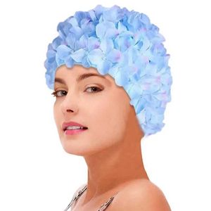 Swimming Caps Women 3D Petal Swimming Caps For Long Hair Outdoor Women Fashion Retro Flower Cap Delicate Swimming Cap YQ240119